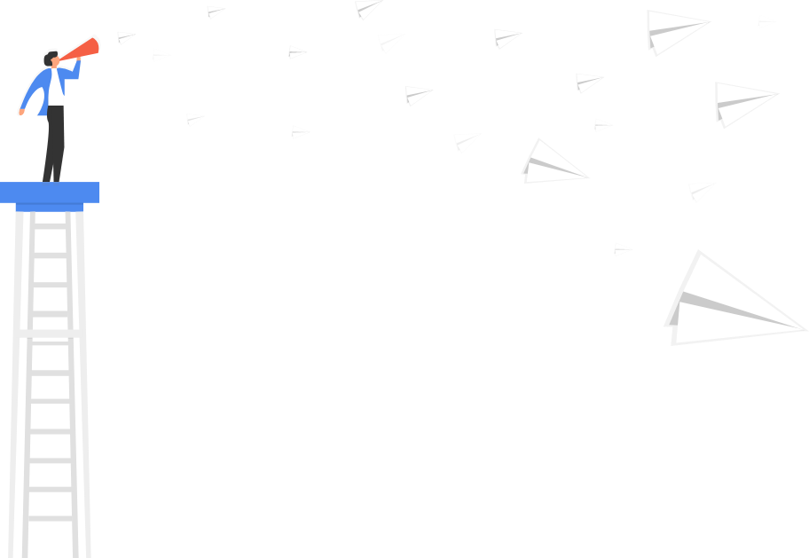 Illustration von Mann auf Leiter